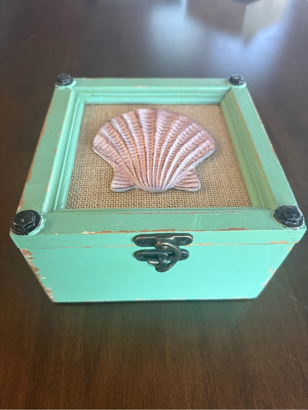 Sea Shell Decorative Storage Box - Aqua Green